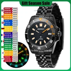 BERNY 20ATM Men's Diving Watch Automatic BERNY NH35 Super Luminous Sapphire Men Sport Mechanical Automatic Self-Wind Wristwatch