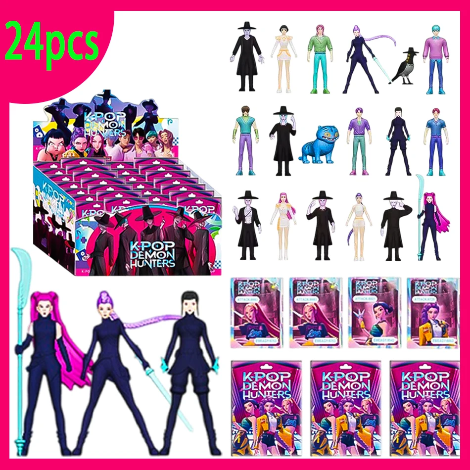 24 unids/set Kpop Demon Hunters serie caja ciega figura de acción juguete Derpys Tiger Rumi reloj Zoey Sussy estatuilla muñeca para regalo de Fans
