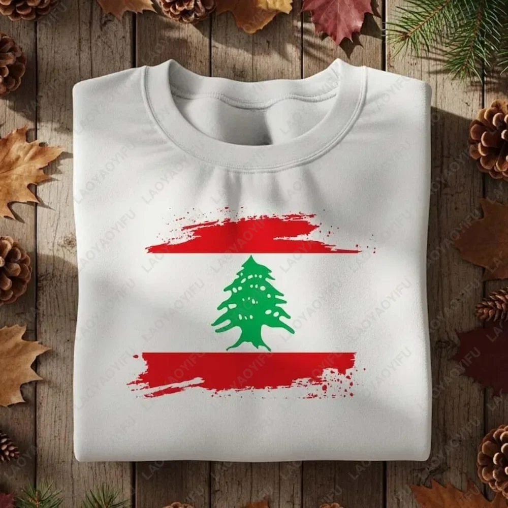 Lebanon Flag National Pride Design Graphic T-shirt Casual Fashion Loose Harajuku Cotton Man Tshirt Hip Hop Punk Soft Women Tees