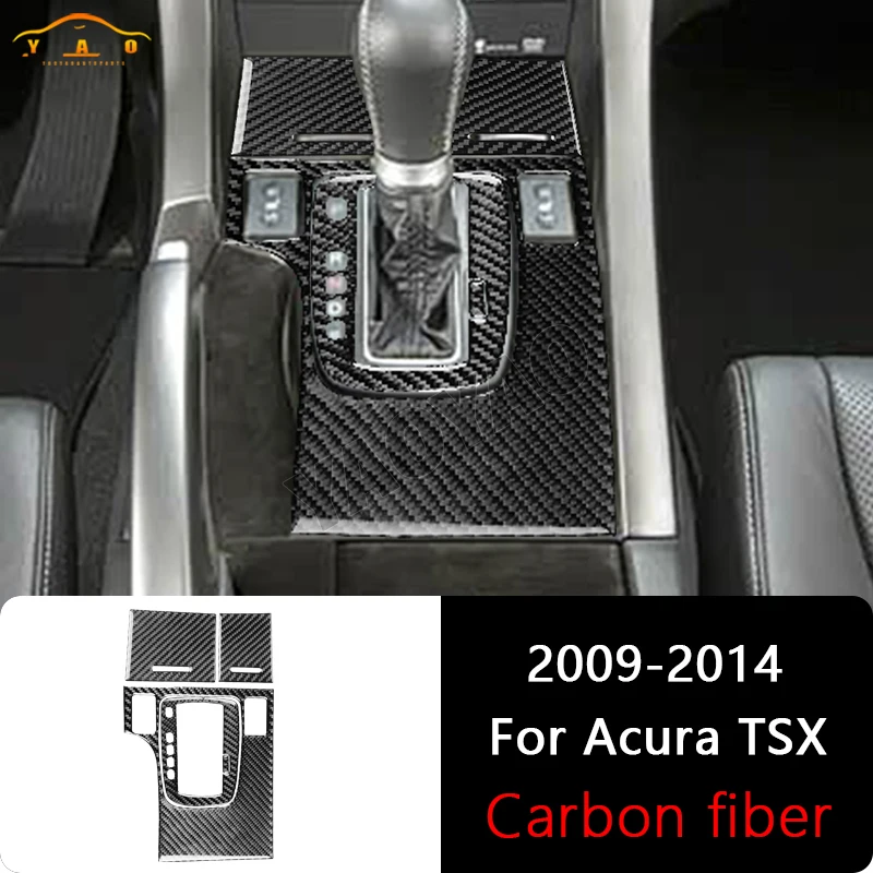 Real Carbon Fiber Sticker For Acura TSX 2009-2014 Transmission Panel Kit Panel Cover Car Accessories Car Sticker