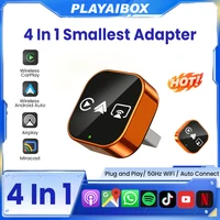 Adaptador Carplay 4 en 1 2026, Nueva Versión, Inalámbrico, Android Auto, Mirror Link, Smart MiNi AI Box, USB, Plug and Play, Conexión Automática WiFi