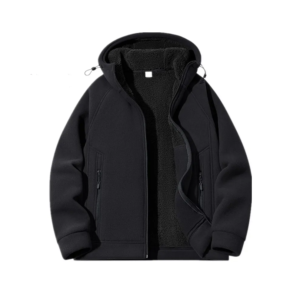 

Двусторонняя флисовая куртка, мужской флисовый утепленный свитер, свободная куртка-кардиган с капюшоном