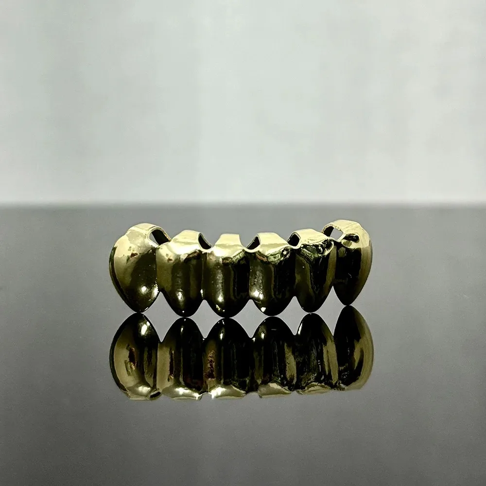 Classic Hot New Style 6 Bottom Teeth Grillz Hip Hop Gold/Silver/Colorful Tooth Caps Glossy Dental Grills Jewelry for Women Men