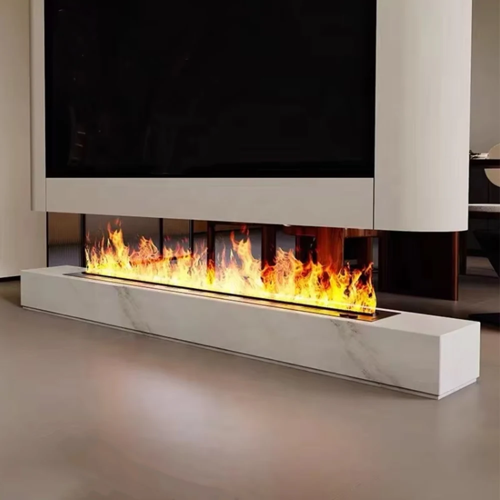 Custom 1M 1.2M 1.5M Water Vapor Electric Fireplace 3D Flame APP Wifi 7 LED Colors Built-In Wall Mounted For Hotel Hom