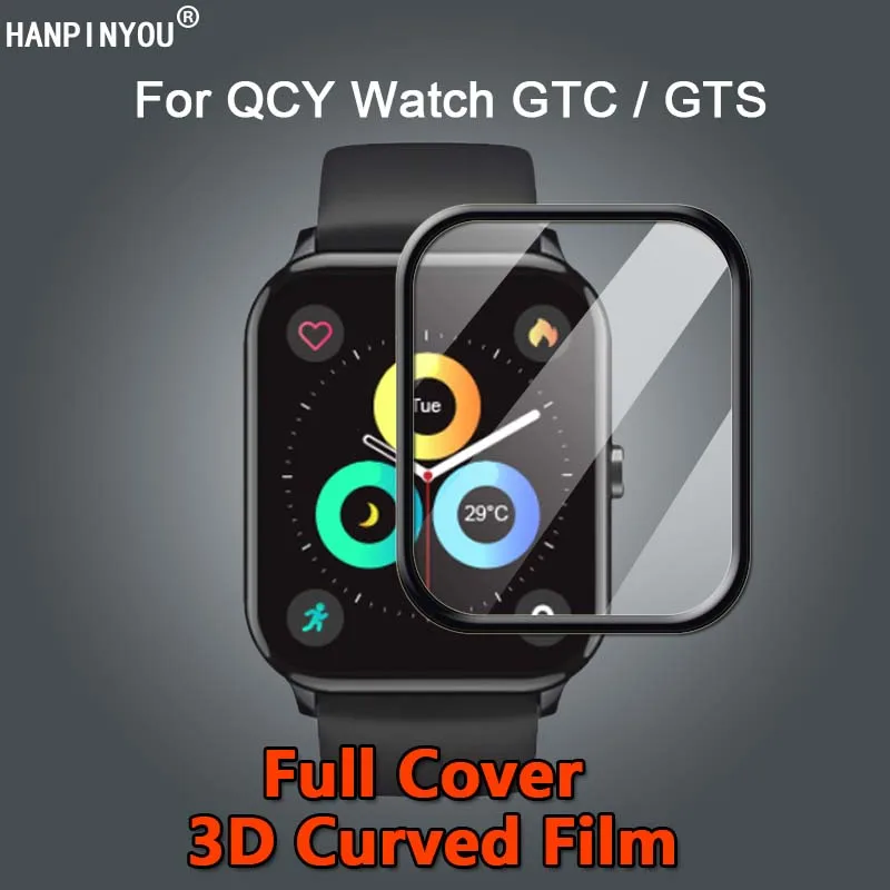 For QCY Smart Watch GTC GTS Ultra Clear Full Cover 3D Curved Plating Soft PMMA PET Film Screen Protector -Not Tempered Glass