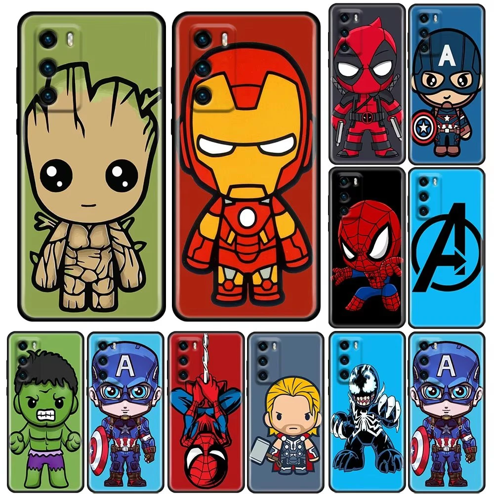 Marvel P30Lite Case For Huawei P30 P40 10 Lite P20 P50 Pro PSmart Z 2020 Soft Funda Case Cover Iron Man Groot Spiderman Avengers