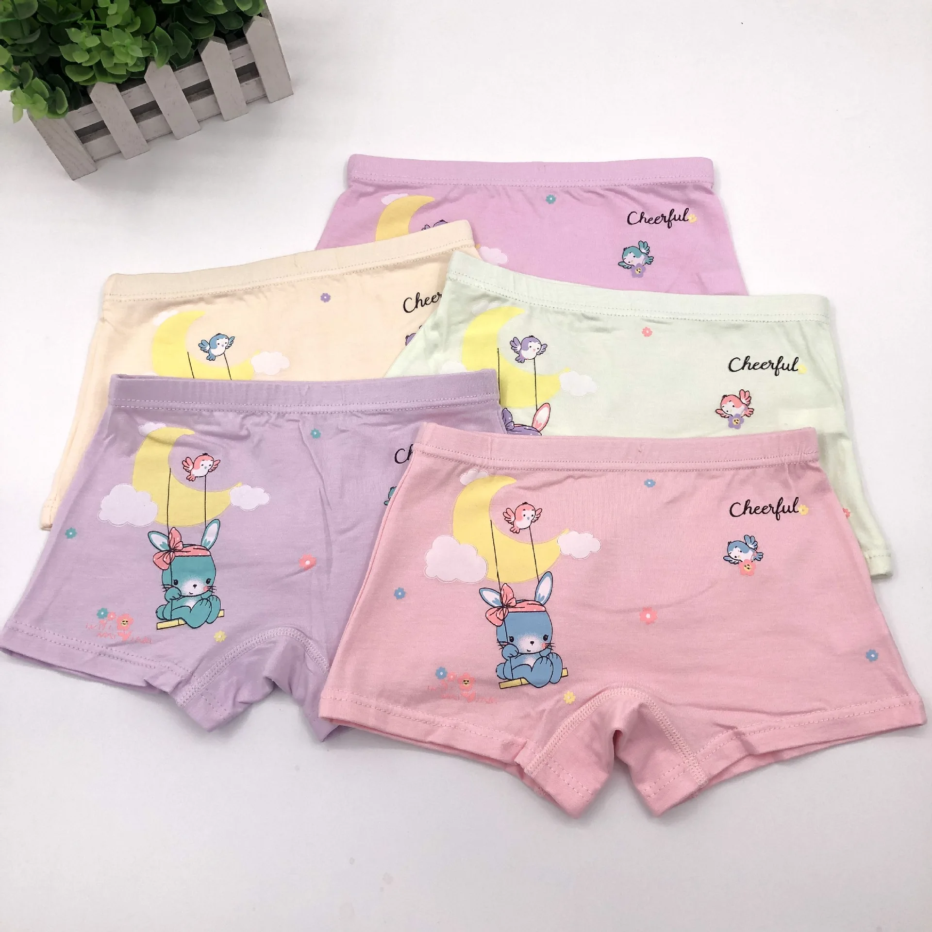 4Pcs Baby Girls Cartoon Printing Underpants Kids Underwear Cotton Panties Toddler Children Underwear 3-8Years 2024