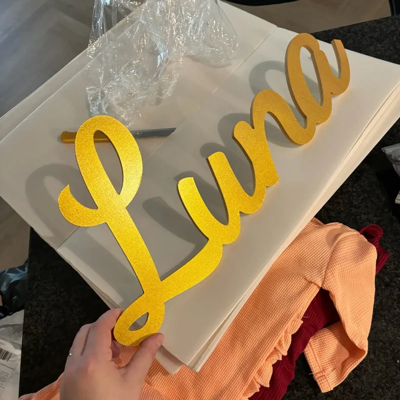 

Cutout Personalized Wooden Name Sign Baby Name Letters for Kids Room Family Gift Laser Cut Wood Art for Boy Girl