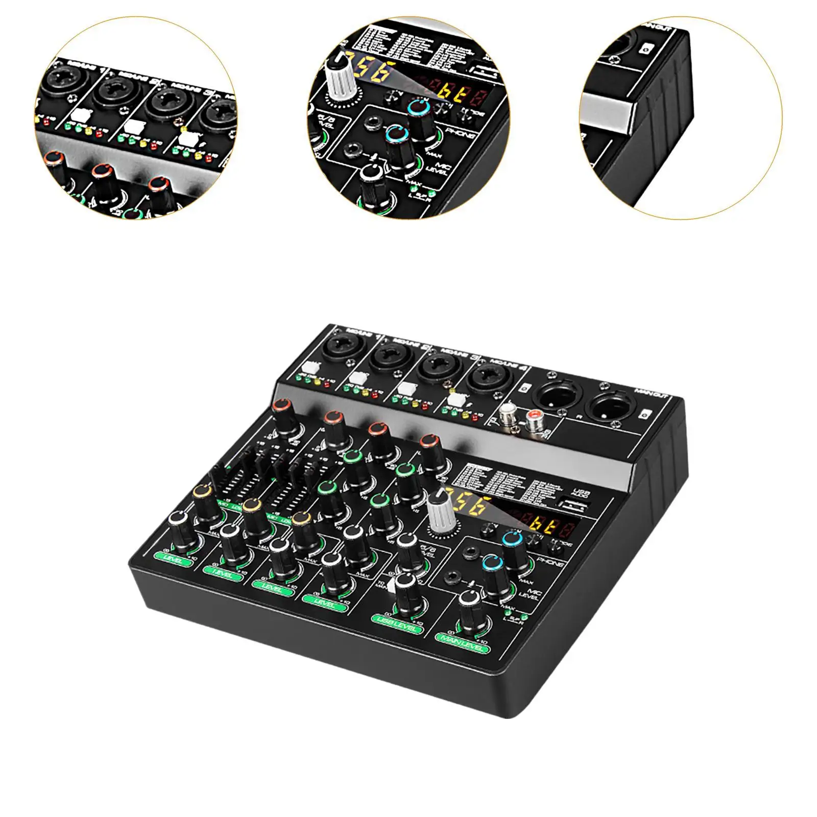 Mixer Audio effetto ritardo riverbero compatto 48V 6 canali per Studio telefonico Home