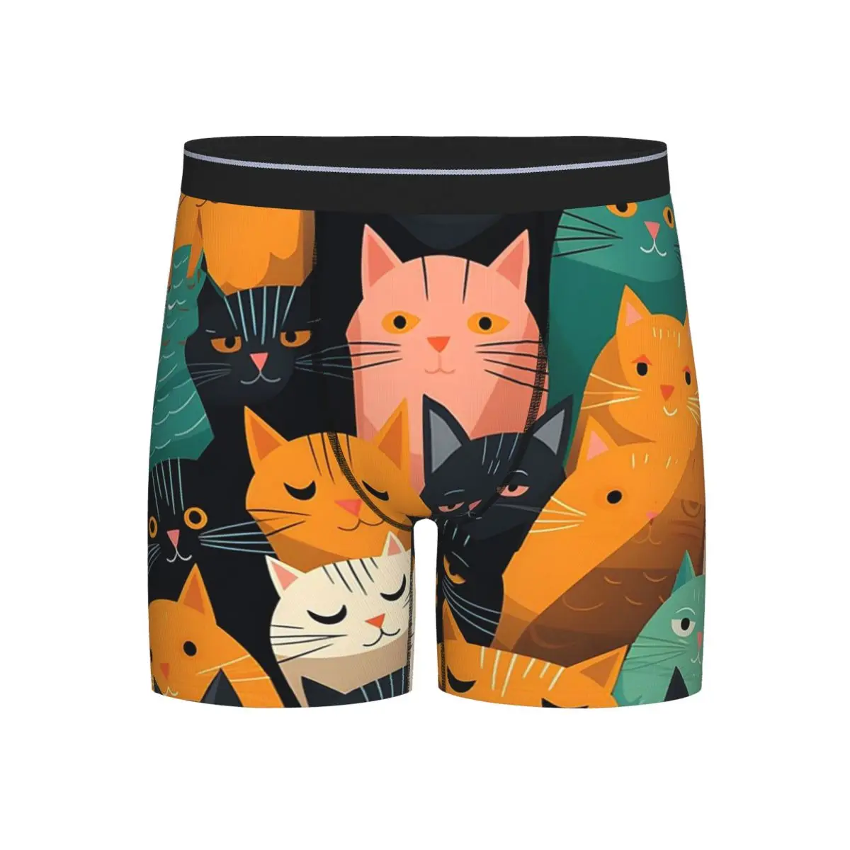 

Long Boxer Underpants Shorts Case Colorful Cat Silhouettes Panties Men's Comfortable Underwear for Homme Man Boyfriend Gifts