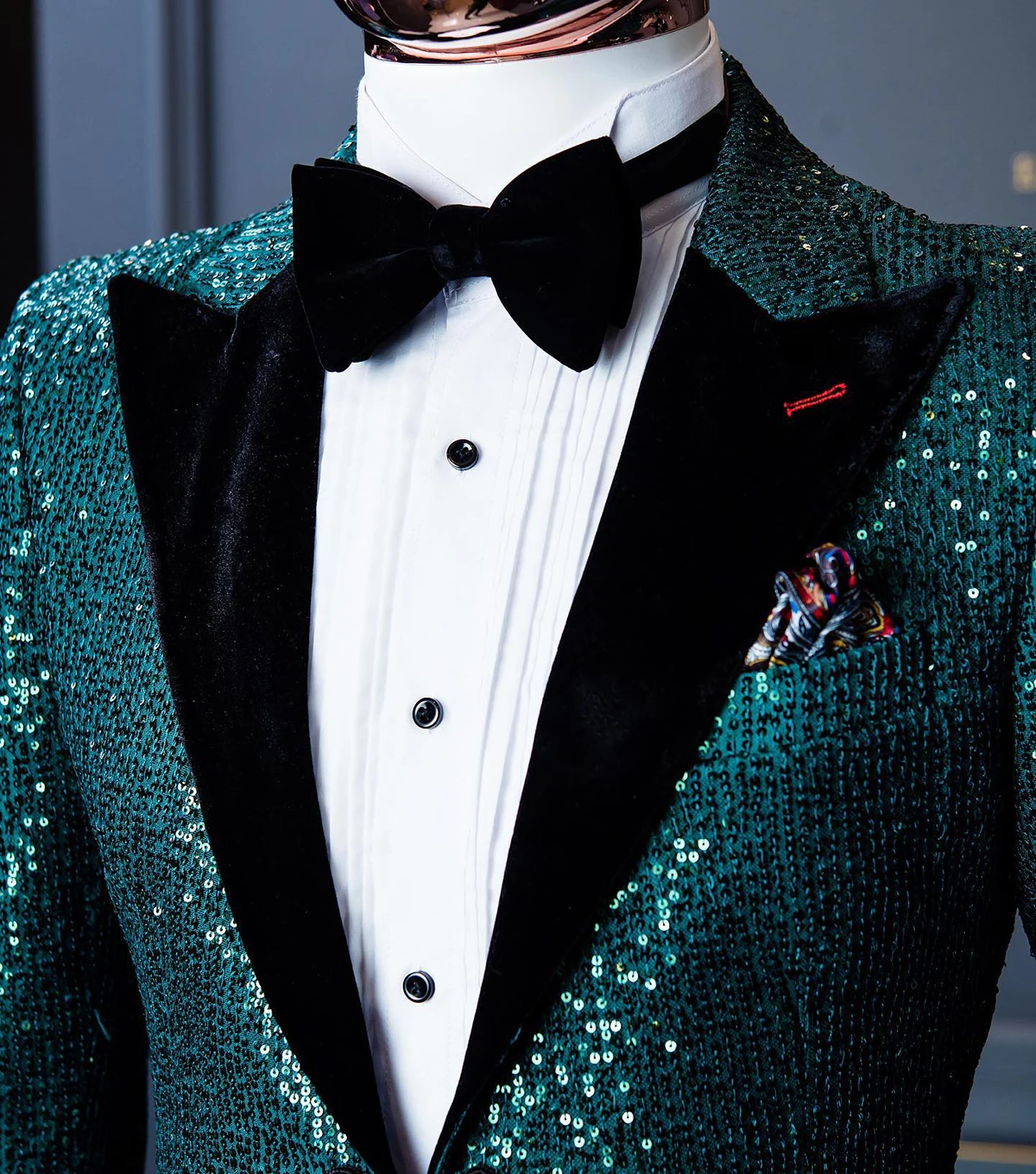 Trajes de boda de moda para hombres, esmoquin brillante con lentejuelas, solapa de pico, un botón, personalizado, 2 piezas, Blazer de novio, pantalones, fiesta de graduación