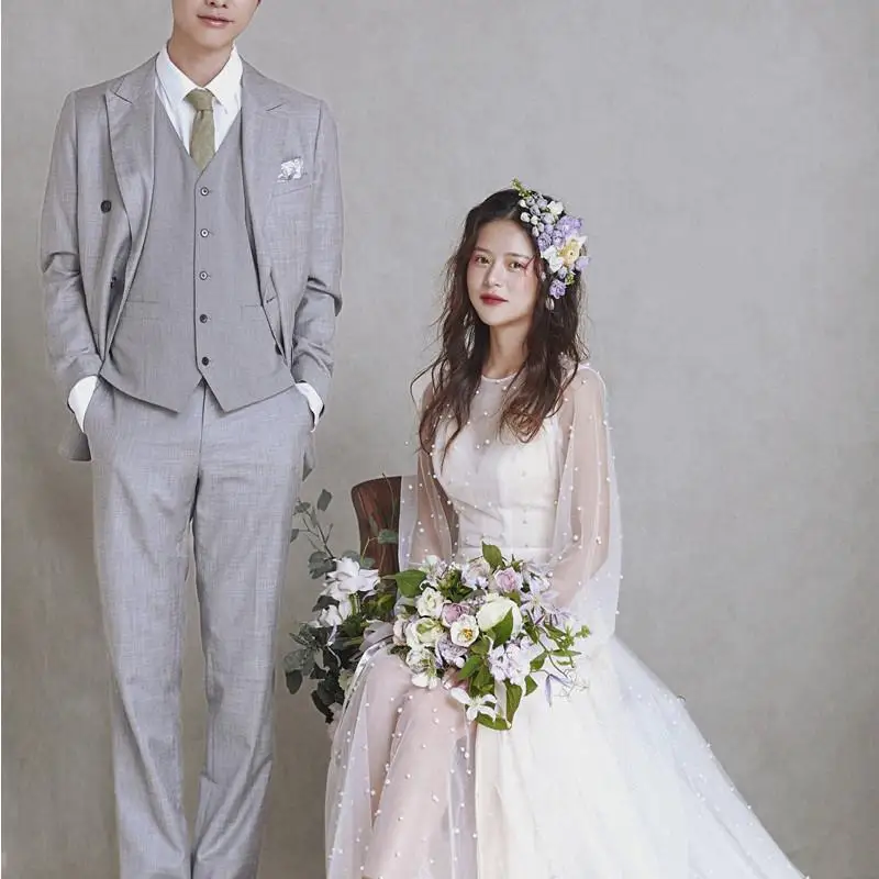 فستان أبيض لحفلات الزفاف فساتين زفاف خفيفة للنساء برقبة دائرية وأكمام واسعة للسهرات بسيطة وطويلة ومثيرة لحفلات الزفاف