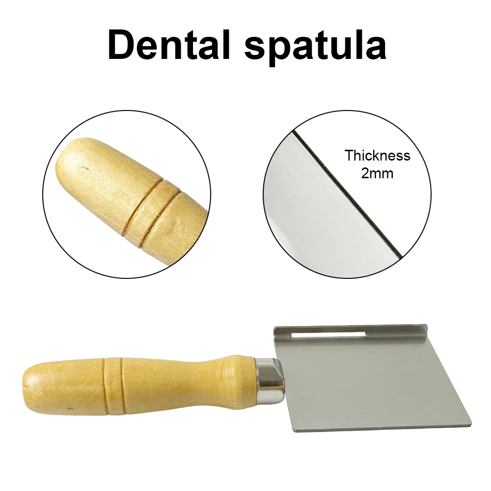 Dental Wax Spade Shovel with Wood Handle Stainless Steel Dental Lab Wax Oral Full Denture Processing Wax for Denture Making