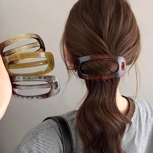 Pinzas para el cabello ovaladas Vintage para mujer y niña, soporte fuerte, moño de plástico, soporte para cola de caballo, pasador de pelo geométrico, tocado diario