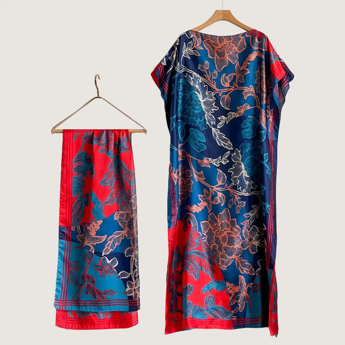 Summer New Fashion African Dresses For Women Elegant Printed Silk Muslim Lady Long Hijab Kaftan Dress Oversize Kuwait Abaya