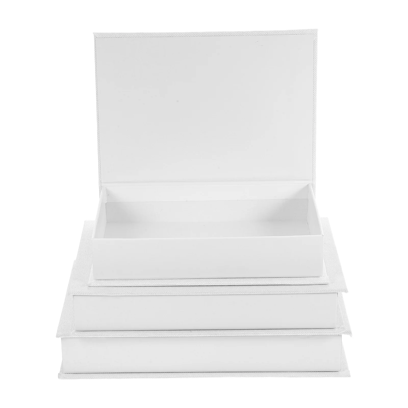 

3pcs Linen Fake Decorative Books Storage Boxes White Faux Bookshelf Decor Spacesaving Hidden Compartment Materials
