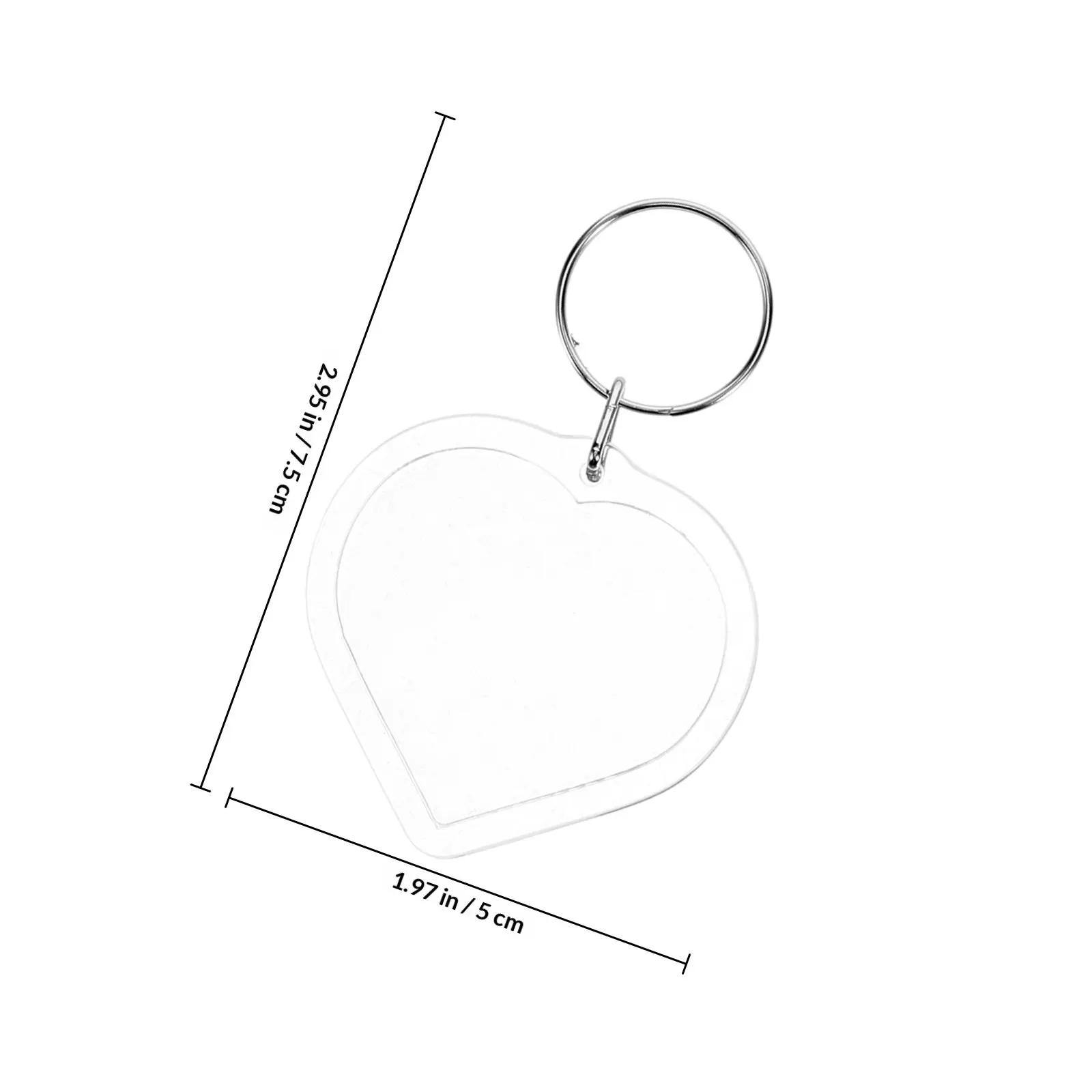 10Pcs Transparent Heart Keychains DIY Photo Insert Acrylic Blank Keychain Valentine Gift Creative Keepsake Accessories