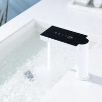 Sensor Fauce Digital Display Bathroom Basin Faucet Faucet Sink Touch Hot Bathroom Screen Deck Crane Brass Cold Mount Water Mixer