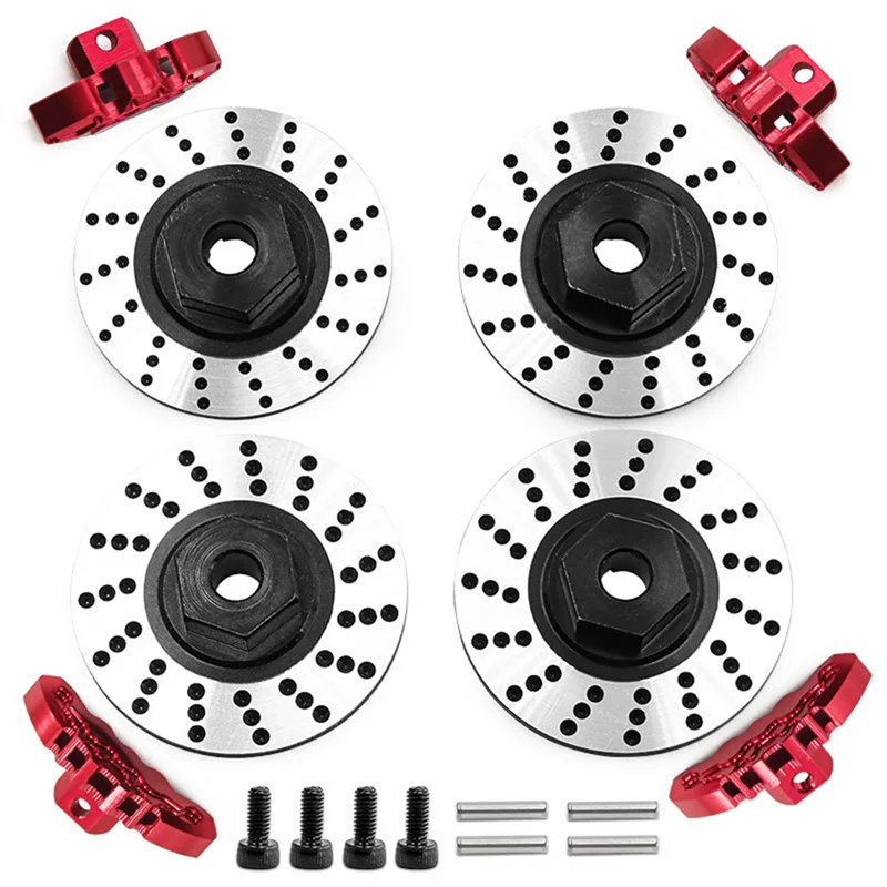 ABJL-RC Car Upgrade Aluminum Alloy Brake Disc + Calipers Kit For 1/10 TRAXXAS 4-TEC DRIFT FORD MUSTANG RC Car Accessories
