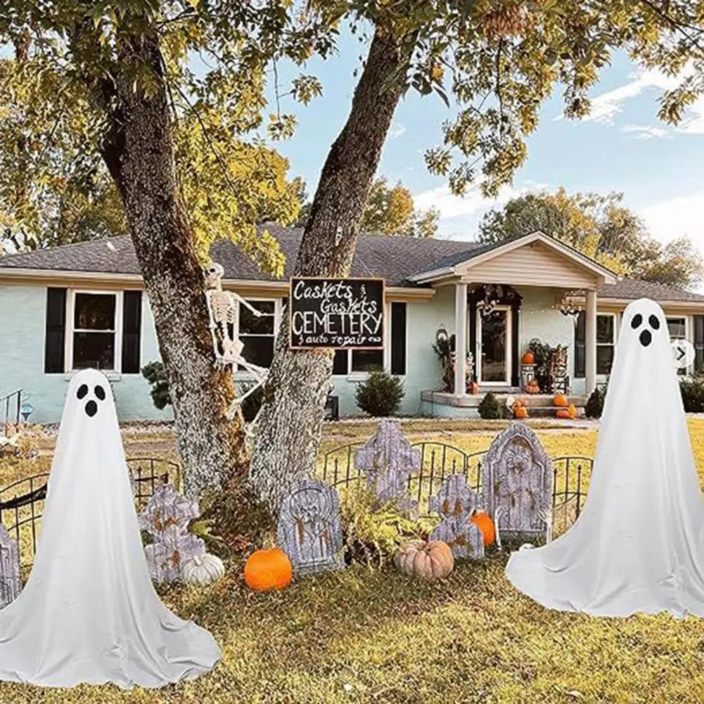 Glowing Ghost Decorations Spooky Halloween Ghost Decorations for Front Porch Yard Set of 2 Outdoor Ornaments with Battery