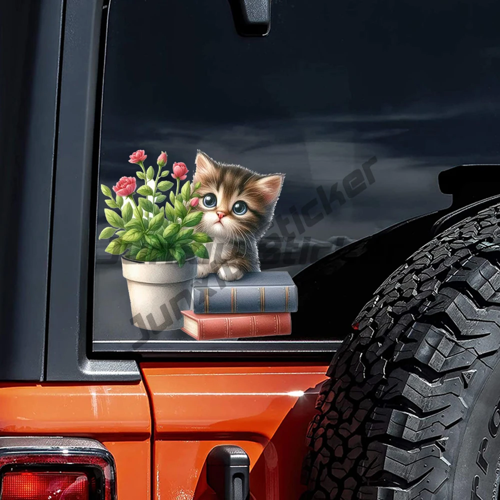 

Gothic Kitten & Floral Sticker, Elf-Adhesive Vinyl Car Bumper Sticker & Window Decal for Home, Life, and Fishing Theme