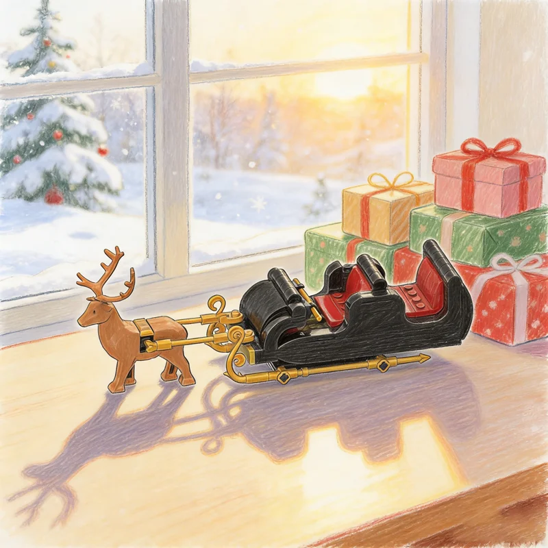 

153 шт. MOC зимняя деревня, двойной 1 олень, открытый SLeigh, сезонная рождественская модель, строительные блоки, игрушки, строительные рождественские подарки