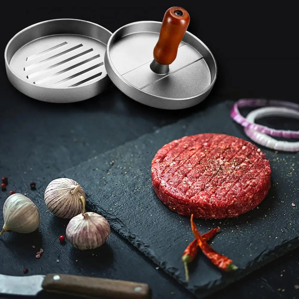 Non-Stick Burger Press Hamburger Patty Maker with Wax Paper Aluminum Mold for Kitchen BBQ Grill Easy to Use Burger Maker