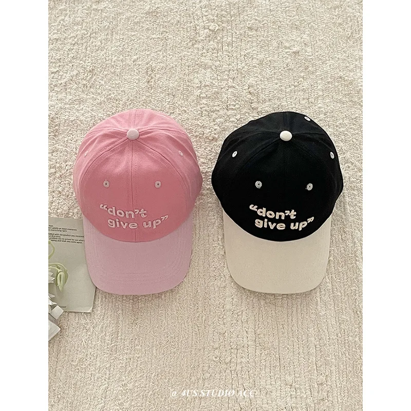 Preppy Style Three-Dimensional Embroidery Letter Color Matching Peaked Cap Female Korean Style All-Match Soft Top Matching Baseb