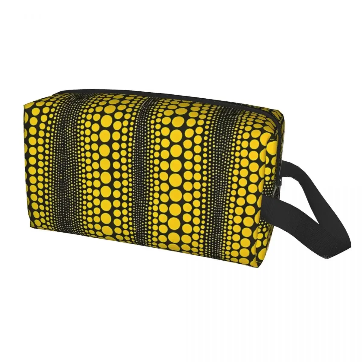 Custom Dot Line Yellow Yayoi Kusama Cosmetic Bag Women Pumpkin Polka Toiletry Makeup Organizer Ladies Beauty Storage Dopp Kit