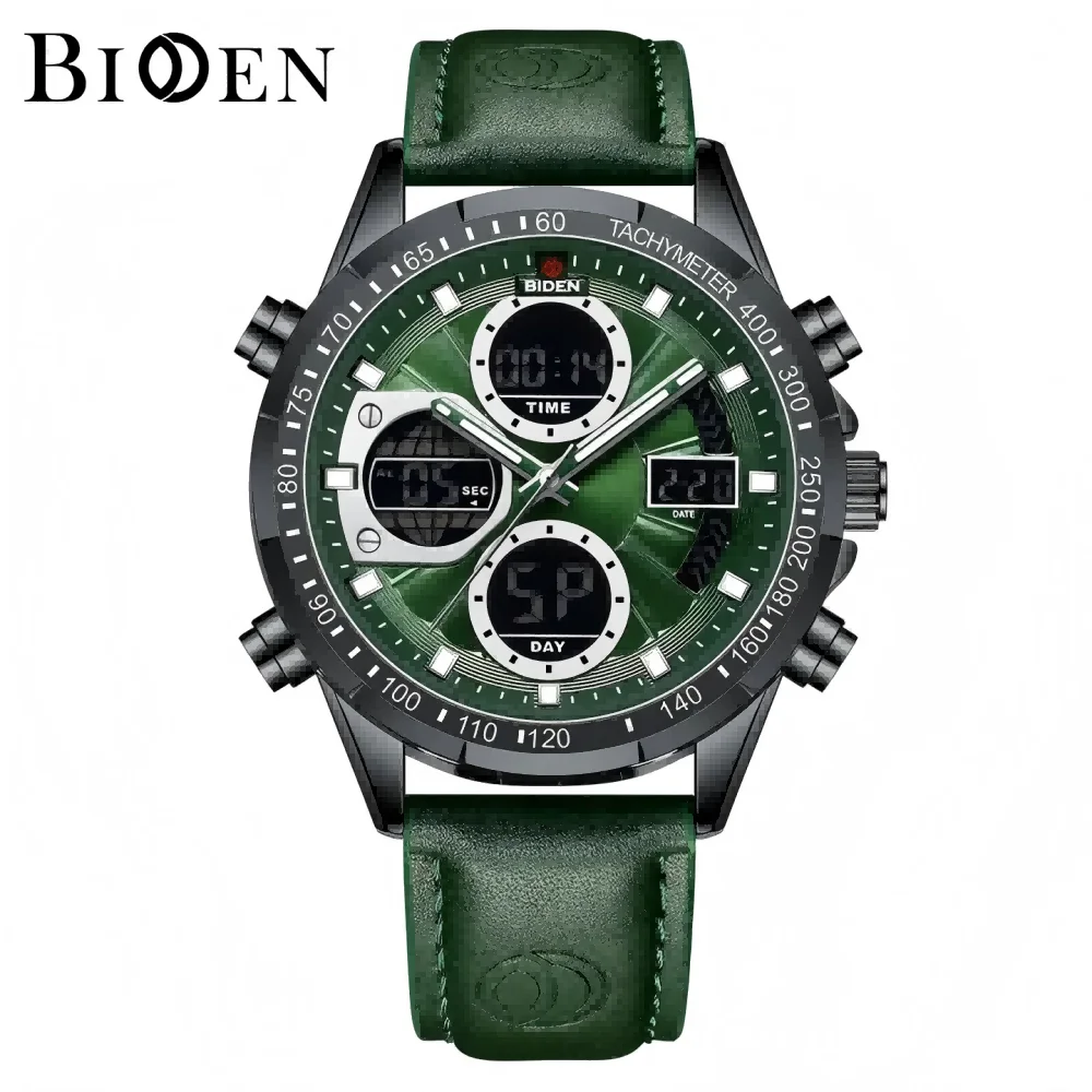 

BIDEN Men's multifunctional sports watch with dual display waterproof quartz clock and digital watch