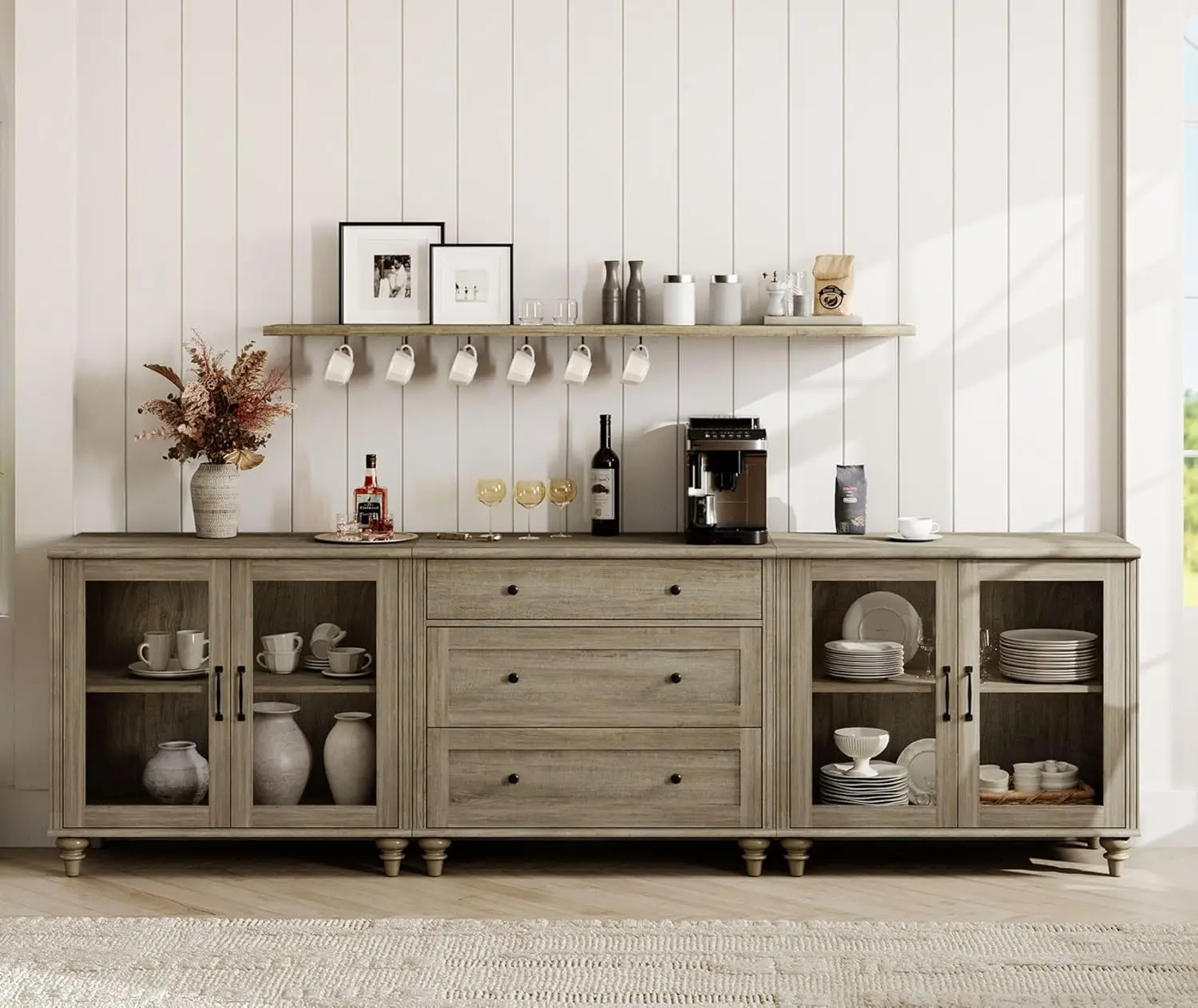 

Буфеты-комоды с прозрачными дверцами, кухонные шкафы-трансформеры 3-в-1, деревянные кофейные столики с регулировкой, на заказ