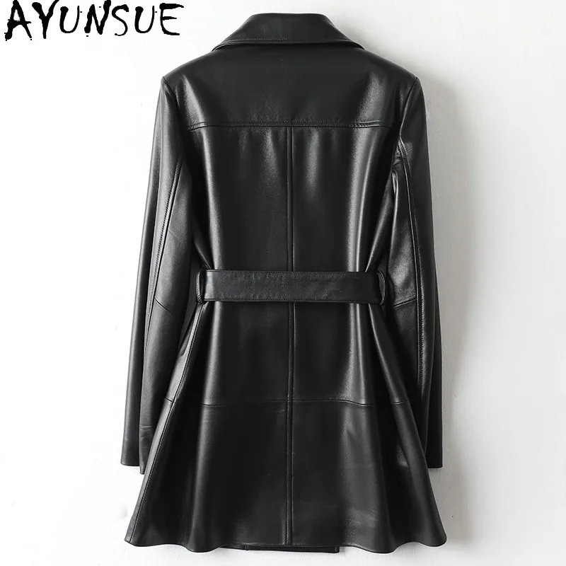 AYUNSUE Vera pelle di pecora Giacca in vera pelle Donna 2025 Trench di media lunghezza Cappotto da donna Giacche Abiti autunnali Jaqueta Couro