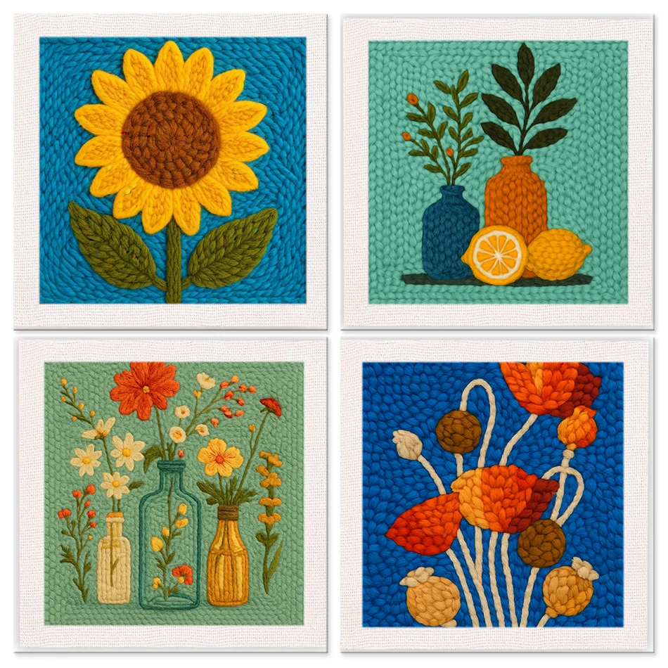 

Punch Needle Kit Stitching Tool Set Frame Embroidery Needle Pen Flower Cross stitch set diy Crafts Sewing Diy Embroidery Poke