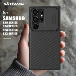 for Samsung Galaxy S25 S24 S23 S22 Ultra Case Nillkin CamShield Slide Camera Back Cover for Samsung S24 FE S23 Plus Lens Case