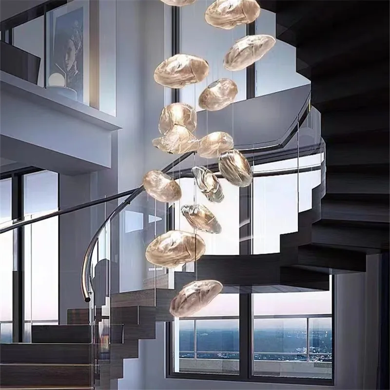 Lámpara colgante con diseño de nube, luz de cristal gris ahumado, arte decorativo, dormitorio, mesita de noche, escalera, restaurante