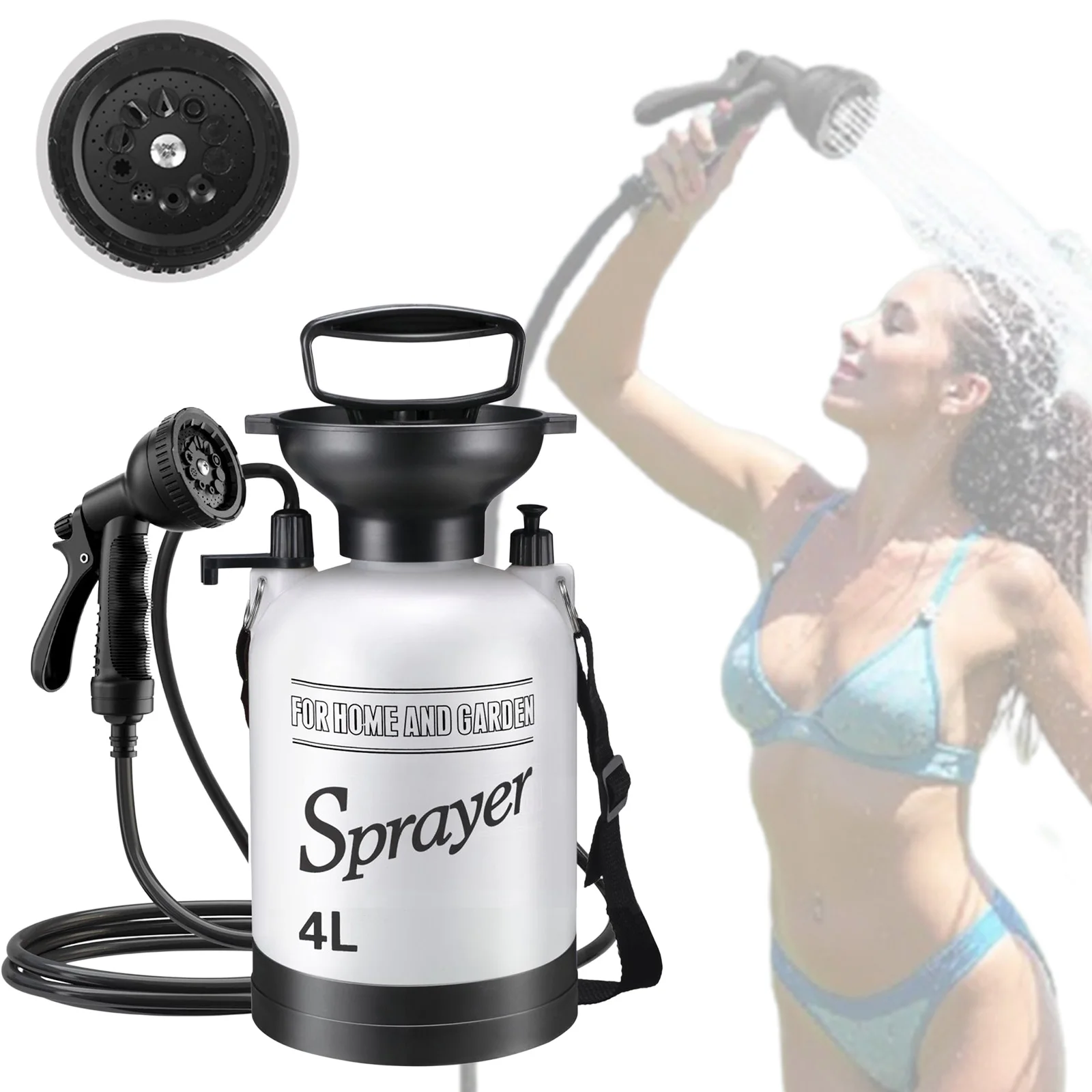 Portable Water Sprayer with 3 Meter Long Hose Beach Shower Multi-Functional Shower Pump for Hiking Traveling Garden Beach