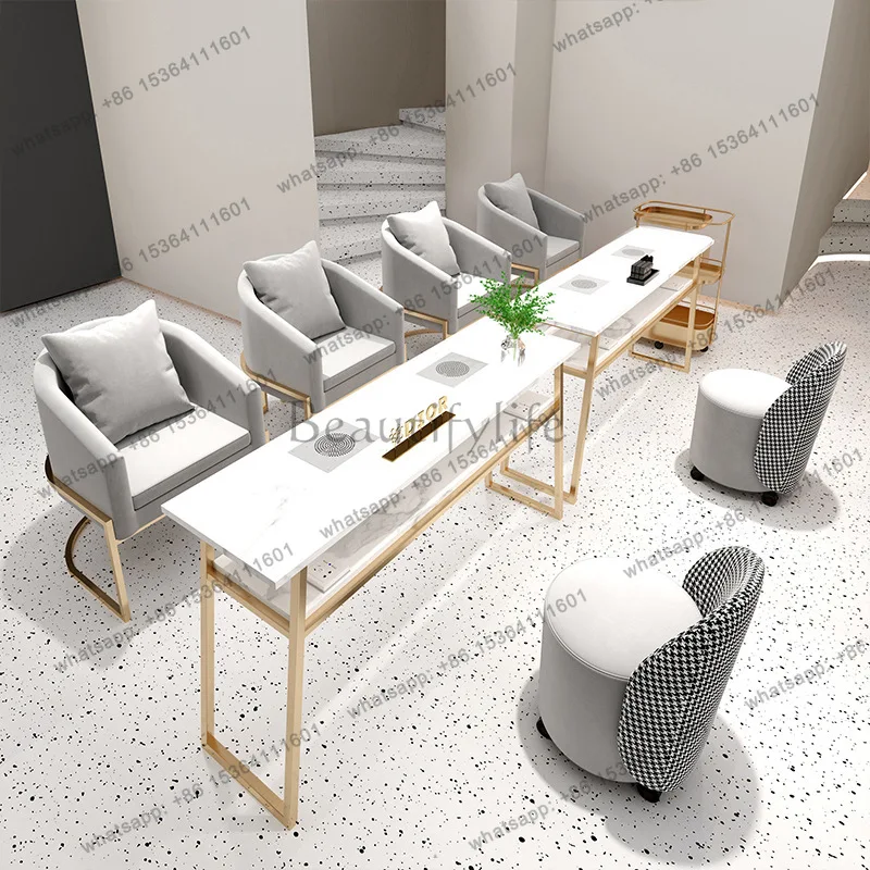 FG Built-in Vacuum Cleaner Nail Tables Multi-functional Complete Set with Sockets Nail Tables Reception Desks Furniture Tavolo J