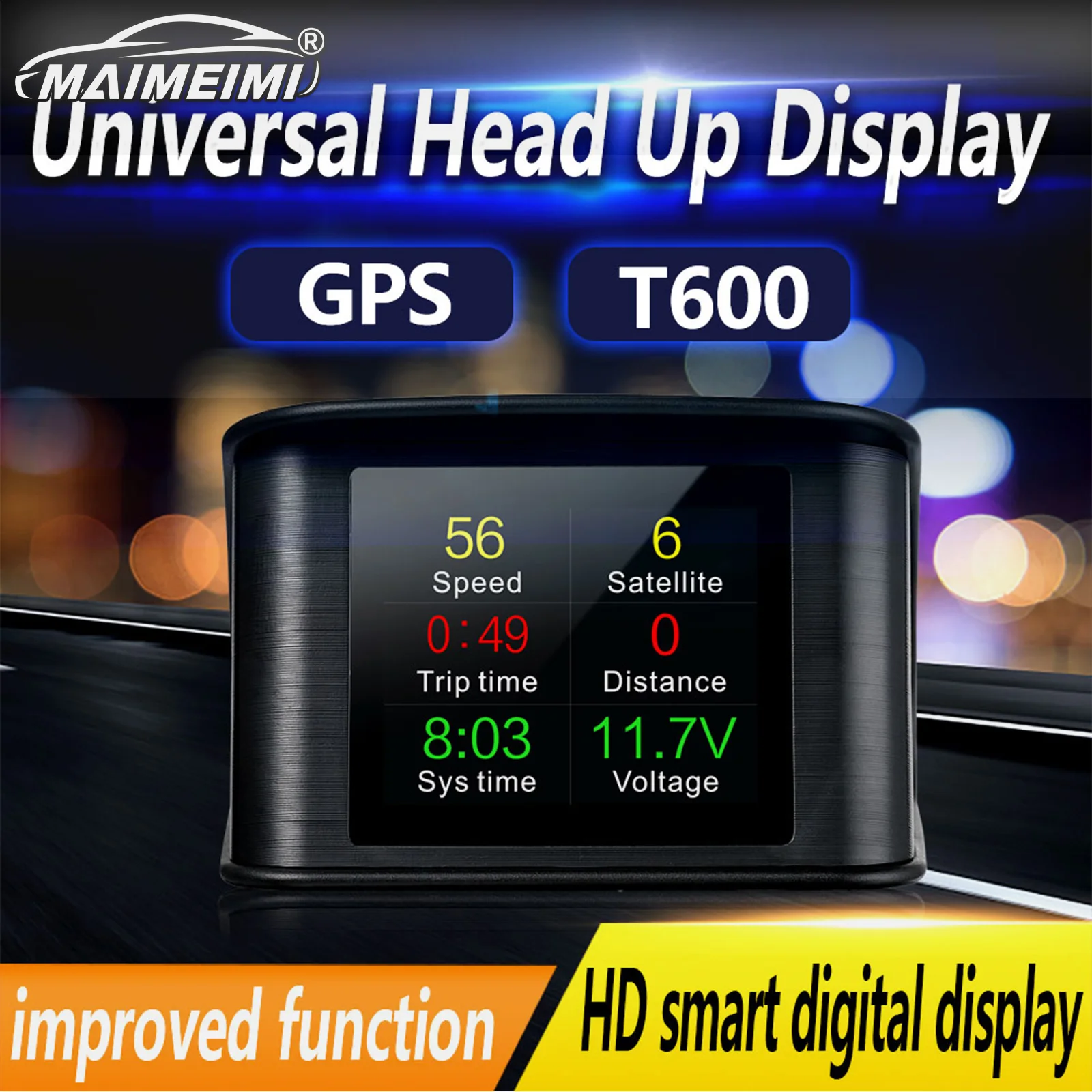 T600 GPS Head Up Display for All Car Speed Altitude Voltage Clock Display Gauge With Overspeed Alarm Universal HUD Accessories