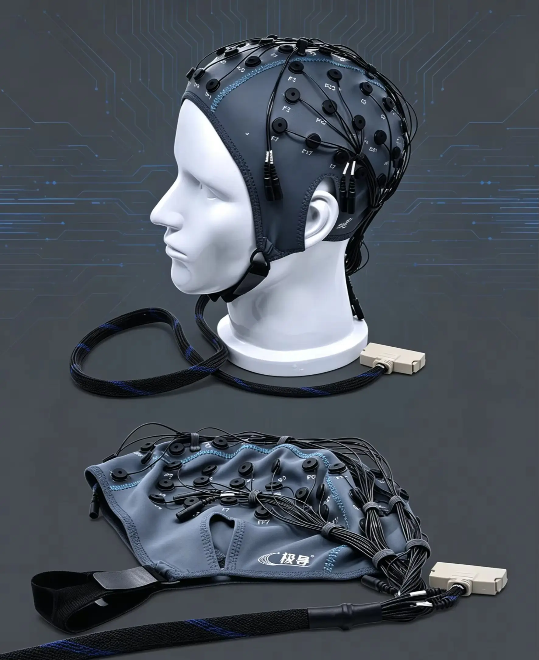 2026 Hot Selling EEG Dry Headset Medical Hat with Sintered Ag/AgCl Electrodes for Brain Activity Monitoring 20-128 Channels