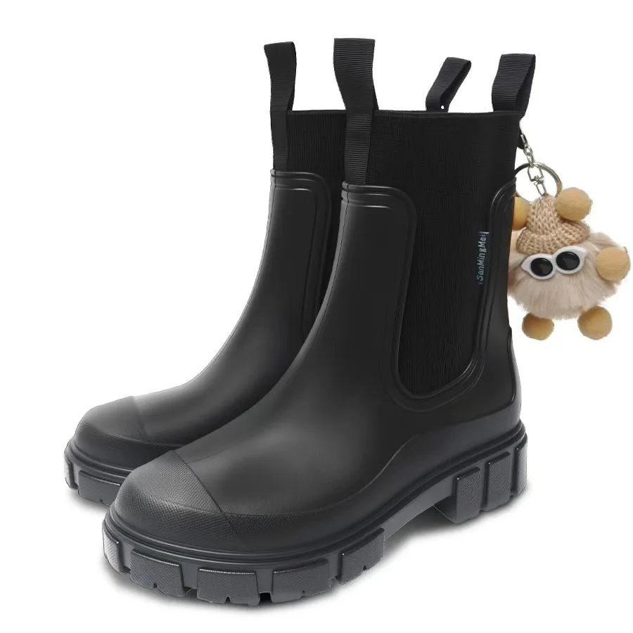 

Женские высокие дождевые ботинки HSYAAMOO – водонепроницаемые высокие ботинки из ПВХ с эластичными боковыми вставками и нескользящей подошвой, модные, легкие.