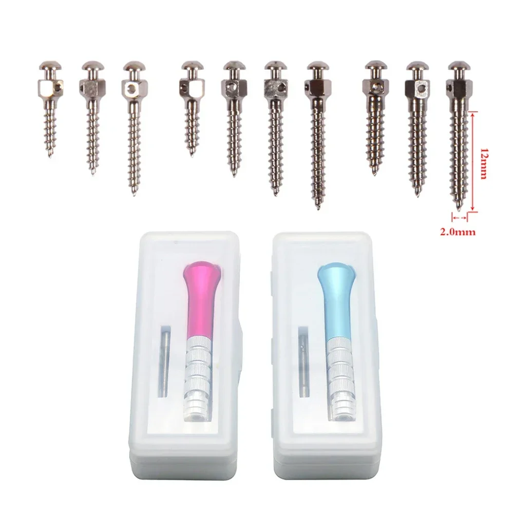 10Pcs Dental Material Orthodontic Micro Mini Implants Titanium Alloy Anchorage Screw Post Screwdriver Root Canal Wrench Matching