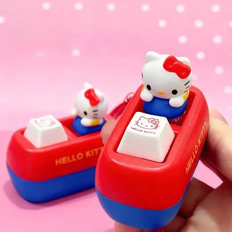 Anime Hello Kitty Voice Button Keyring Kt Cat Keycap Stress Relief Toy Keyboard Button Squishy Desk Decor Birthday Keychain Gift