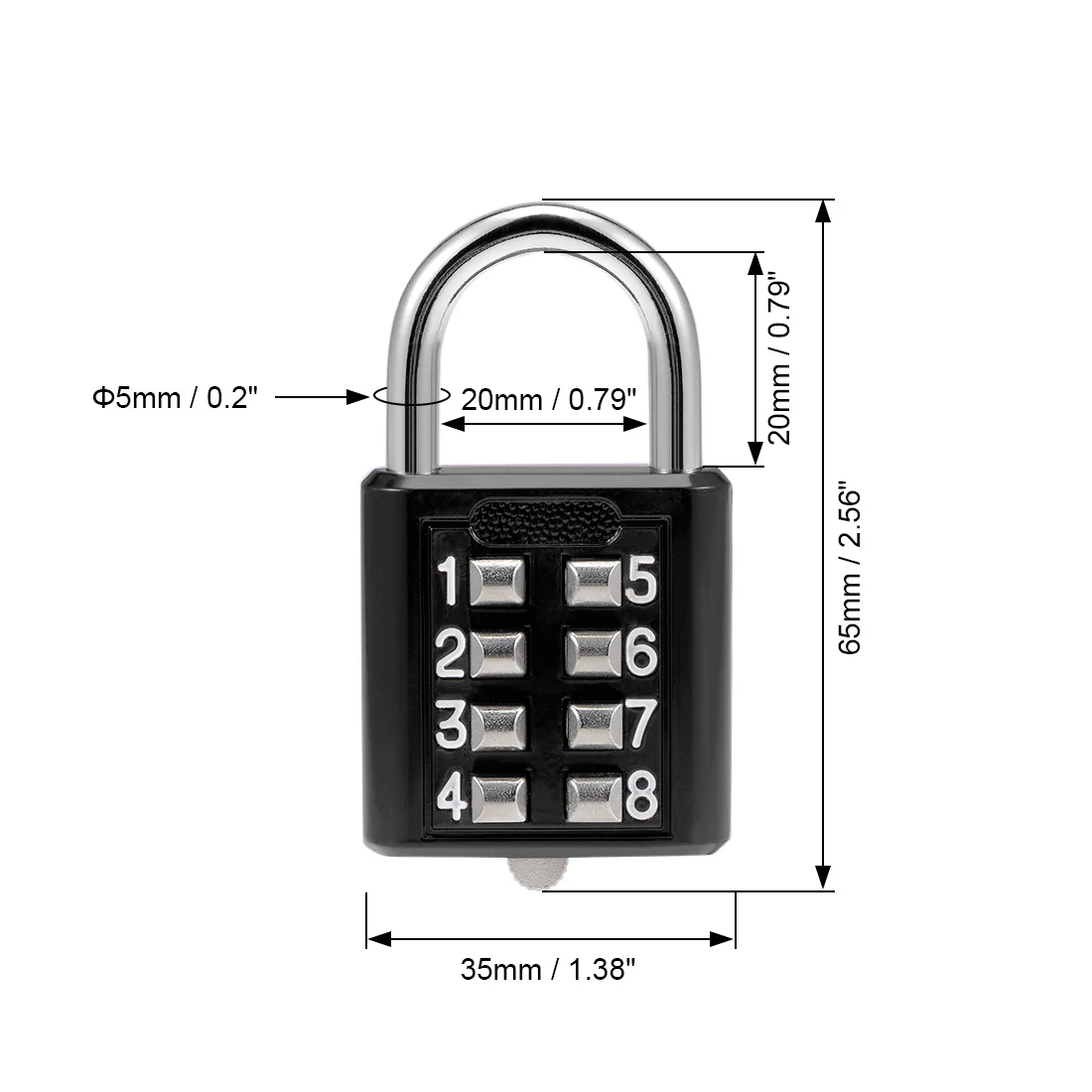 Kode Kata Sandi 8 Digit Gembok Kombinasi Kode Hitam untuk Bagasi Perjalanan Kode Kunci Pintar Kode Kode Kunci Antiselip Kunci