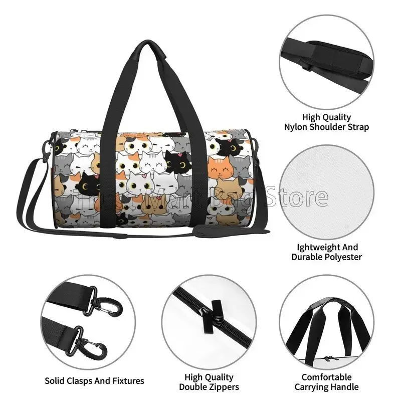 Gatos bonitos gatinho padrão mochila para meninas meninos mulheres esporte ginásio saco à prova dwaterproof água durante a noite fim de semana sacolas para viagens