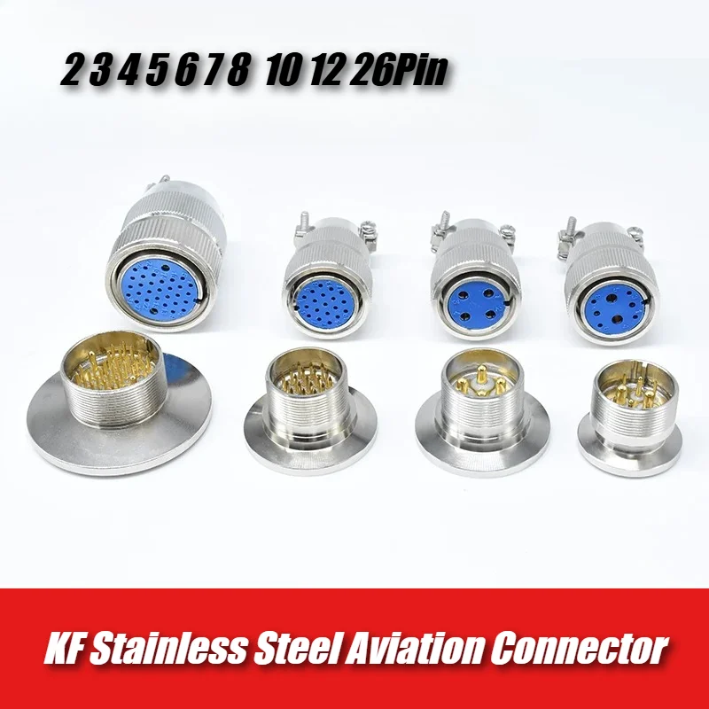 KF25 KF40 Stainless Steel Aviation Plug Socket Waterproof Vacuum Glass Sintered Connector Seal Flange Quick Installation Joint