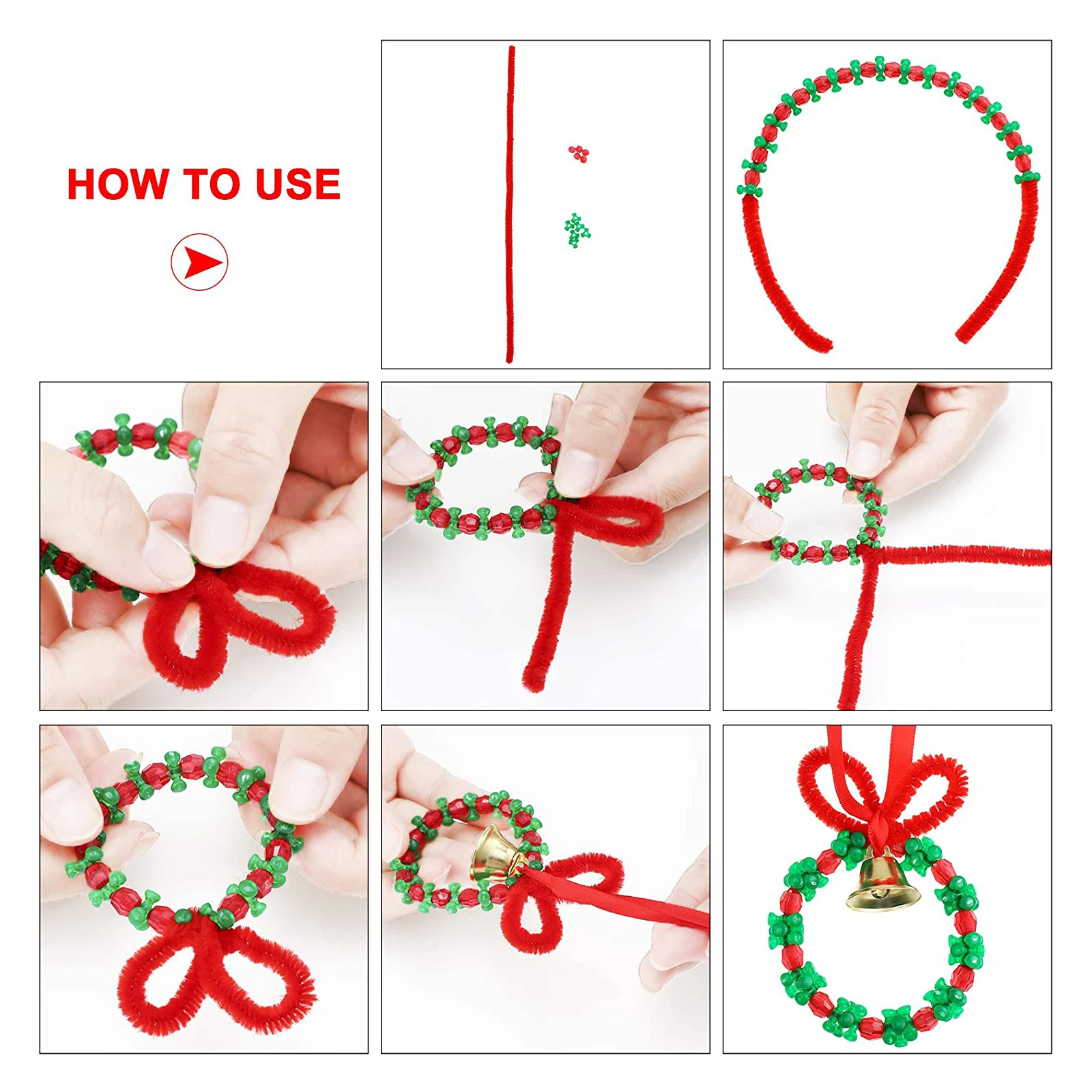 

Christmas Ornament Set Crafts Making Kit Decorations Holiday Beads Styles The Bell
