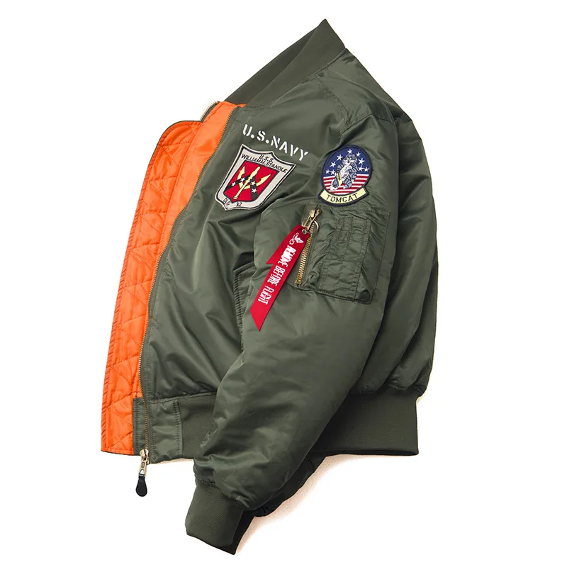 2023 Winter Top Gun Bomber Flight Jacket Windproof Water Resistant MA-1 Air Force Army Vintage Pilot Motorcycle Aviator Varsity