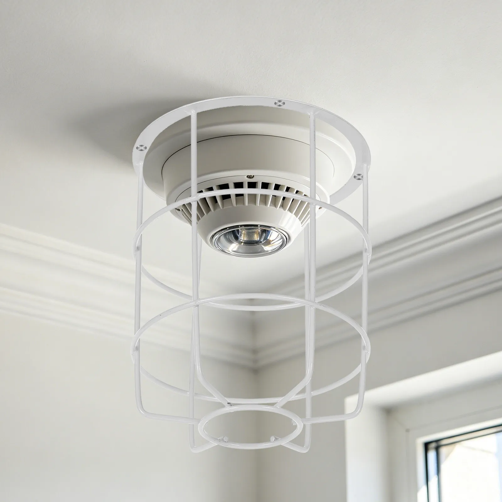 Heavy-Duty Metal Smoke Guard Cage Cover for Ceiling-Mounted Fire Sprinkler Heads Universal Fit Flush Mount Protection