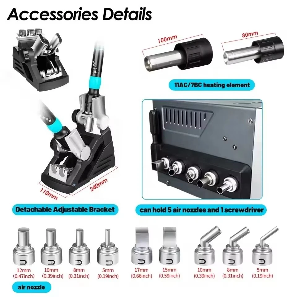 1300W Intelligent Digital Hot Air Gun BGA Desoldering Rework Station Mobile Phone Repair Tool