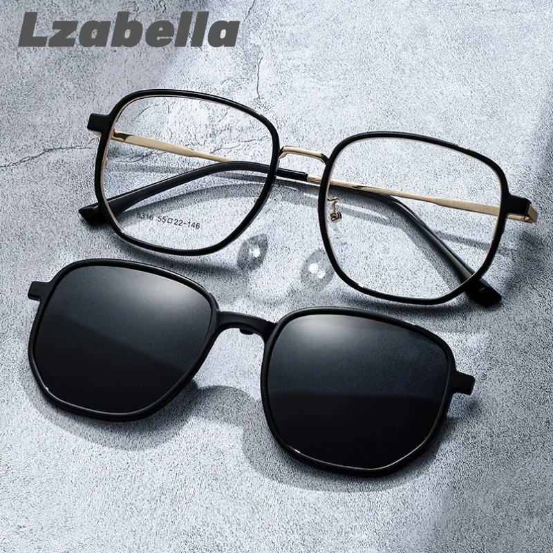 

Lzabella Fashion Polarized Magnetic Glasses for Women Retro Square Eyewear Comfortable Prescription Eyeglasses Frame Men 8316